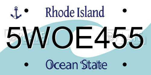 5WOE455 Rhode Island License Plate