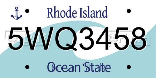 5WQ3458 Rhode Island License Plate