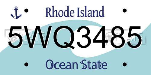 5WQ3485 Rhode Island License Plate