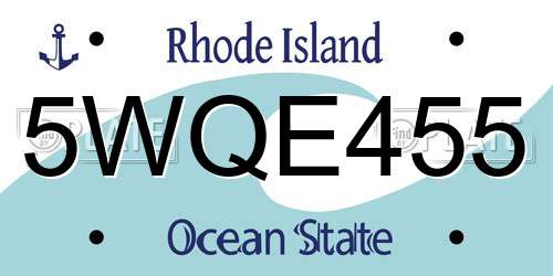 5WQE455 Rhode Island License Plate