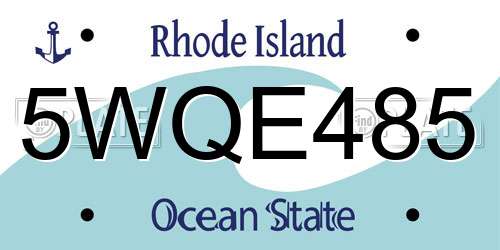 5WQE485 Rhode Island License Plate