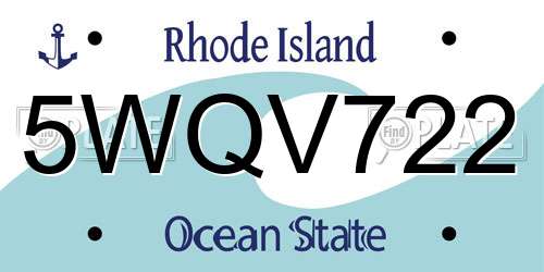 5WQV722 Rhode Island License Plate