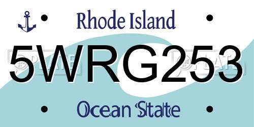5WRG253 Rhode Island License Plate