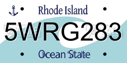5WRG283 Rhode Island License Plate