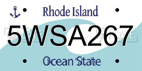 5WSA267 Rhode Island License Plate
