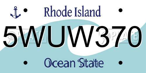 5WUW370 Rhode Island License Plate