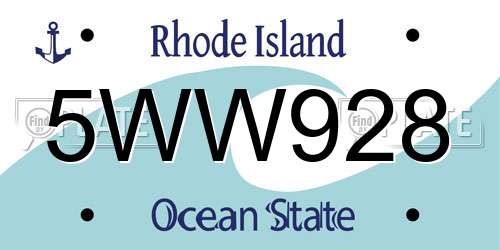 5WW928 Rhode Island License Plate