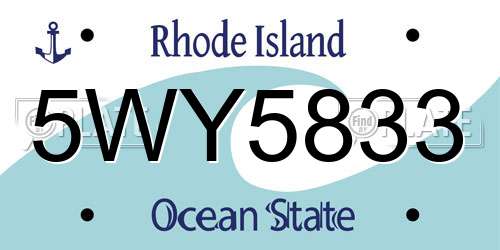 5WY5833 Rhode Island License Plate