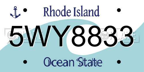 5WY8833 Rhode Island License Plate