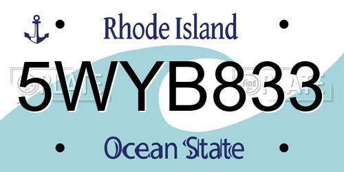 5WYB833 Rhode Island License Plate
