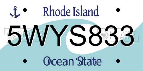 5WYS833 Rhode Island License Plate