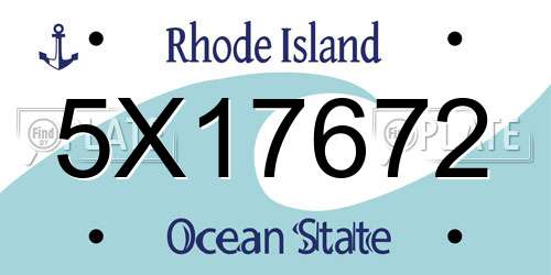 5X17672 Rhode Island License Plate