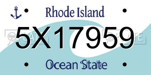 5X17959 Rhode Island License Plate