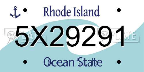 5X29291 Rhode Island License Plate