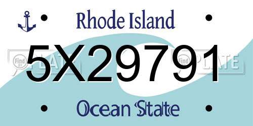 5X29791 Rhode Island License Plate