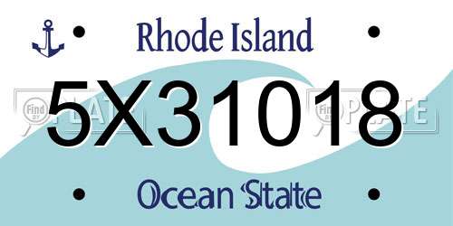 5X31018 Rhode Island License Plate