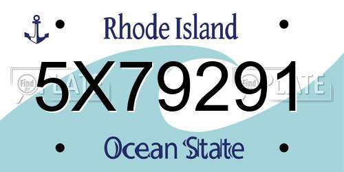 5X79291 Rhode Island License Plate