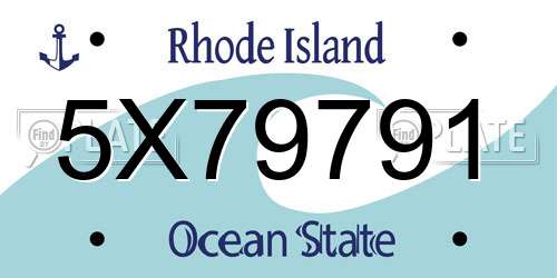 5X79791 Rhode Island License Plate