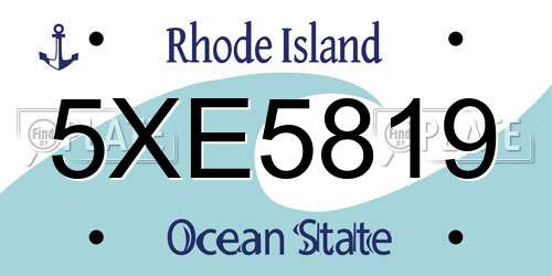 5XE5819 Rhode Island License Plate