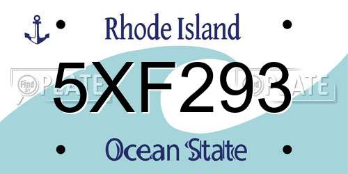 5XF293 Rhode Island License Plate