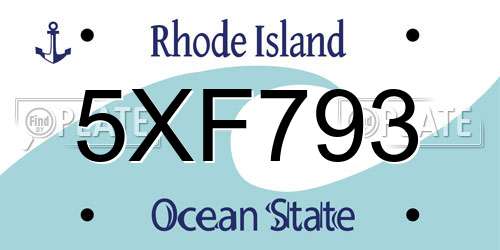 5XF793 Rhode Island License Plate