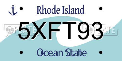 5XFT93 Rhode Island License Plate