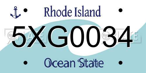5XG0034 Rhode Island License Plate