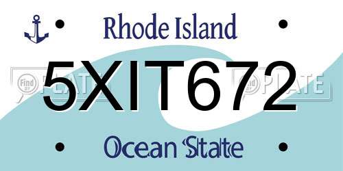 5XIT672 Rhode Island License Plate