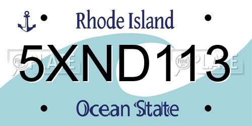 5XND113 Rhode Island License Plate