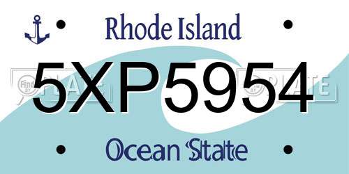 5XP5954 Rhode Island License Plate