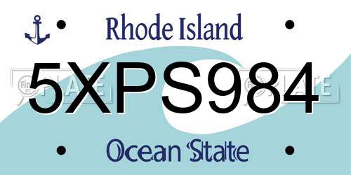 5XPS984 Rhode Island License Plate