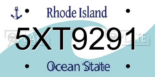 5XT9291 Rhode Island License Plate