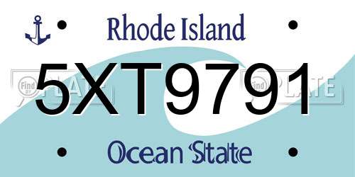 5XT9791 Rhode Island License Plate