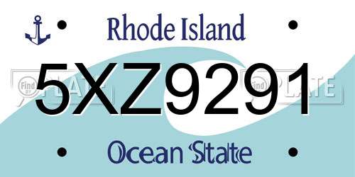 5XZ9291 Rhode Island License Plate