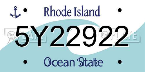5Y22922 Rhode Island License Plate