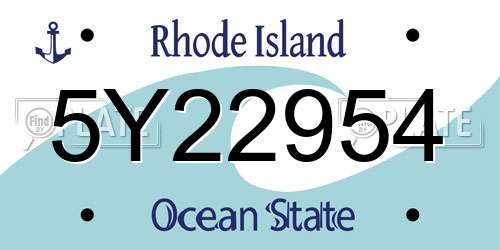 5Y22954 Rhode Island License Plate