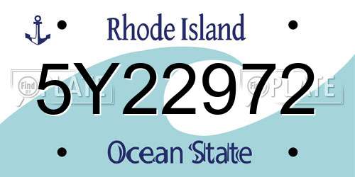 5Y22972 Rhode Island License Plate