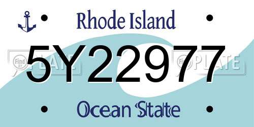 5Y22977 Rhode Island License Plate