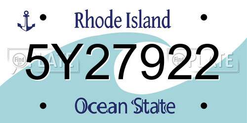 5Y27922 Rhode Island License Plate