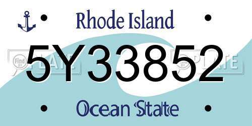 5Y33852 Rhode Island License Plate