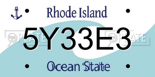 5Y33E3 Rhode Island License Plate