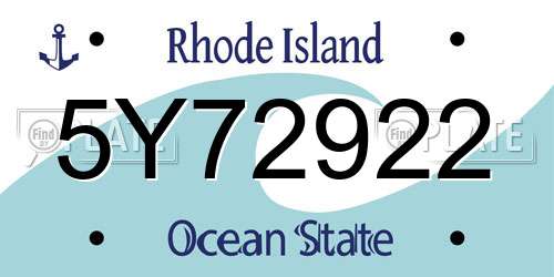 5Y72922 Rhode Island License Plate