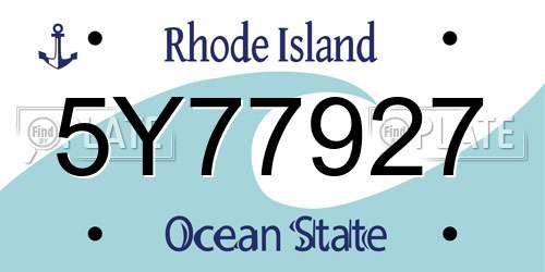 5Y77927 Rhode Island License Plate