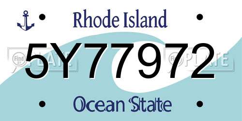 5Y77972 Rhode Island License Plate