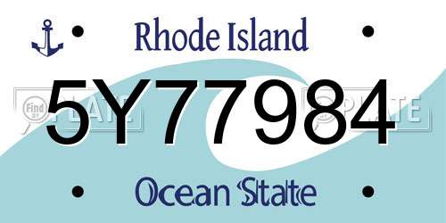 5Y77984 Rhode Island License Plate