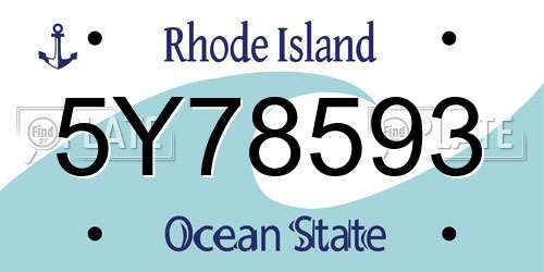5Y78593 Rhode Island License Plate