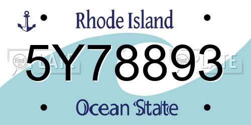 5Y78893 Rhode Island License Plate