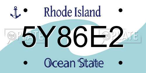 5Y86E2 Rhode Island License Plate