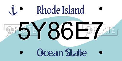 5Y86E7 Rhode Island License Plate