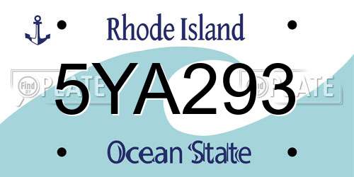 5YA293 Rhode Island License Plate
